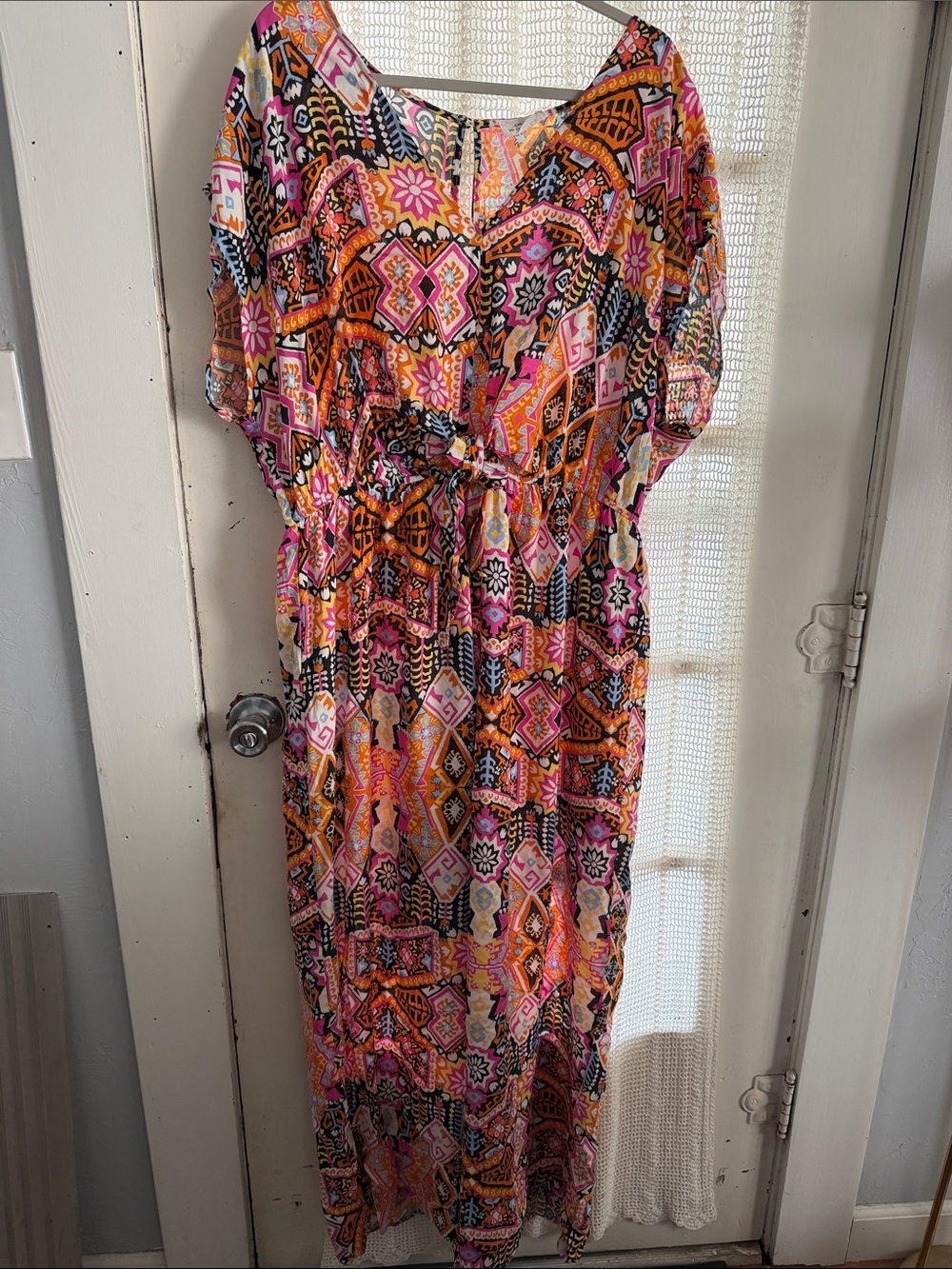 Vibrant Pink & Orange Patterned Jumpsuit by Emily Wonder - 2x